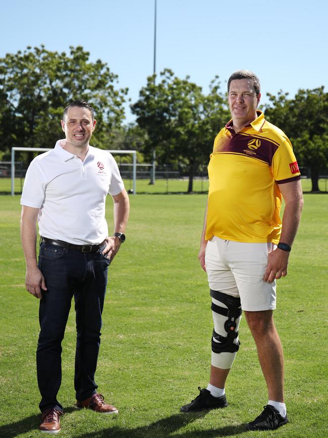 Football Queensland CEO Robert Cavallucci and FNQ Football administrator Alex Srhoj. PICTURE: BRENDAN RADKE