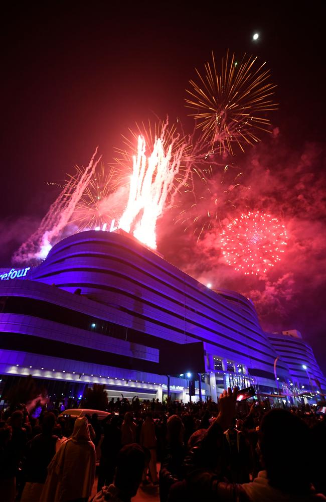 Pakistanis watch fireworks during the New Year celebrations in Rawalpindi on January 1, 2021. Picture: AFP