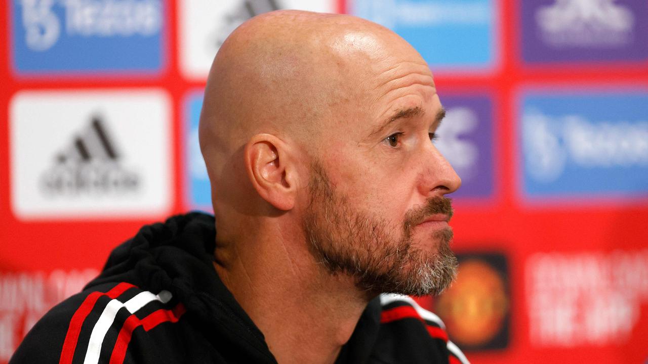 Manchester United manager Erik ten Hag would not discuss Cristiano Ronaldo’s absence. Picture: CON CHRONIS / AFP