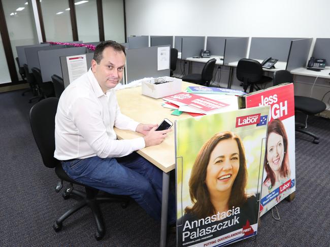 Labor State Secretary Evan Moorhead at Labor party HQ for behind-the-scenes feature on election campaign.Pic Annette Dew