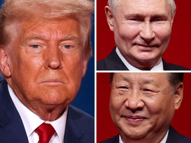 Donald Trump, Russian dictator Vladimir Putin, and Chinese dictator Xi Jinping.