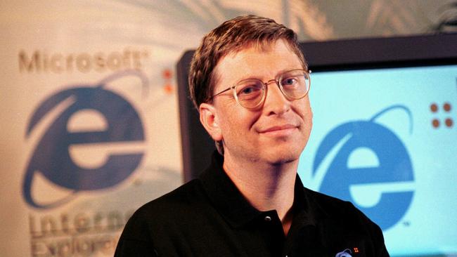 Microsoft co-founder Bill Gates in 1997 promoting Internet Explorer software.