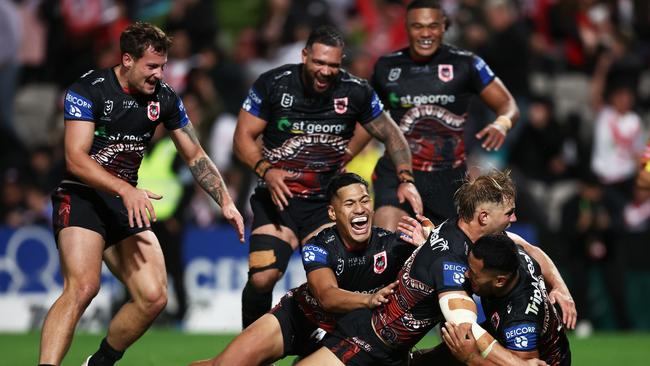 A try to Matthew Feagai in the dying seconds has helped the Dragons snap a six-game losing streak. Picture: Getty Images.