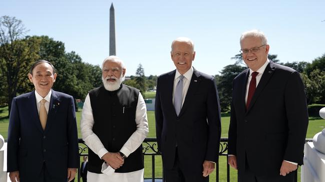 Prime Minister Scott Morrison attends the White House in Washington DC for the QUAD leaders meeting including US President Biden, Japanese Prime Minister Suga, Indian Prime Minister Modi on Friday, September 24, 2021. Picture: Adam Taylor via PMO