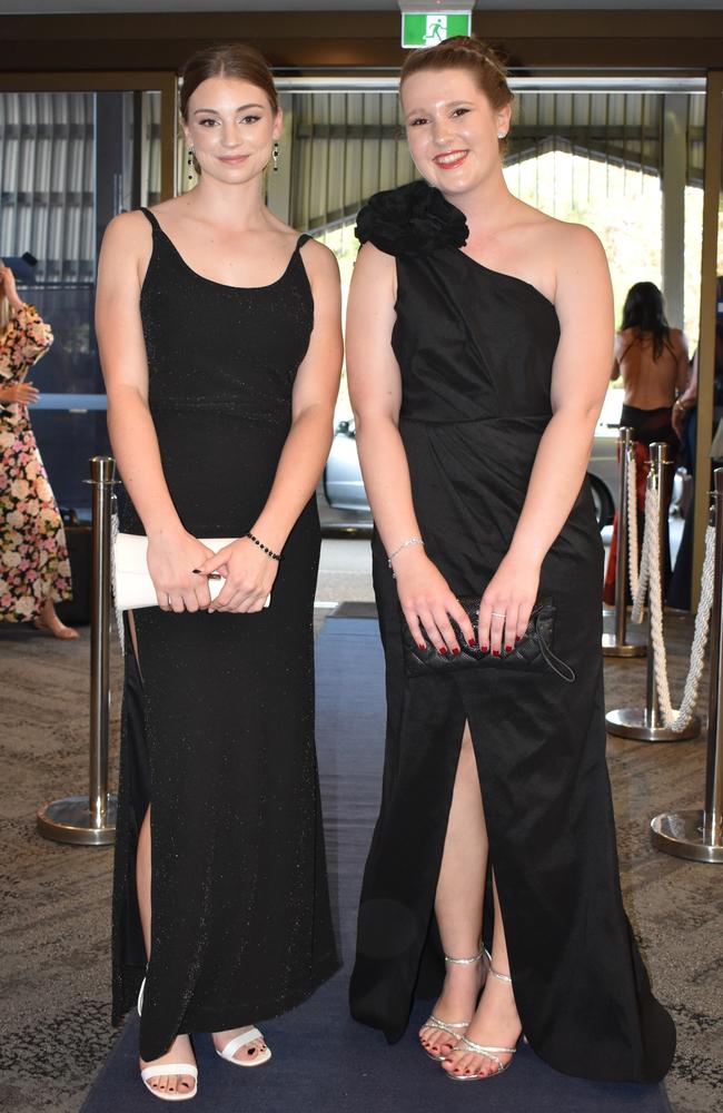 Sophie Green and Natasha McCann at the Sunshine Coast Grammar School formal 2023. Photo: Jorina Maureschat