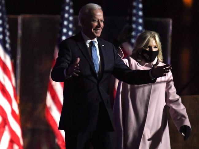 Joe Biden and wife Jill in Wilmington, Delaware. Picture: AFP.