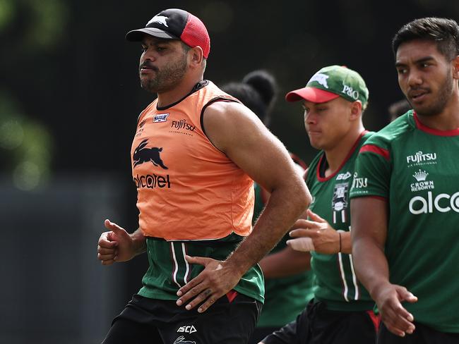 Greg Inglis will have push his case for a return at the Rabbitohs’ final training session. Picture: Brett Costello