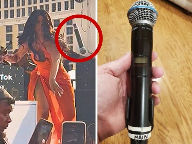 The microphone thrown by Cardi B sold for A$150k after a bidding war. Picture: eBay.