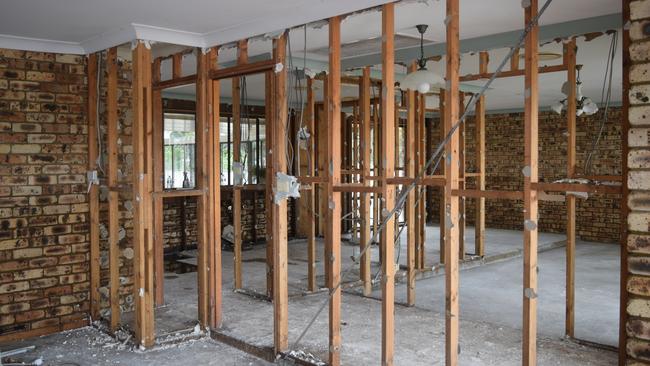 Homes in the Patchs Beach area had to be stripped of their walls to get rid of mould. Picture: Nicholas Rupolo.