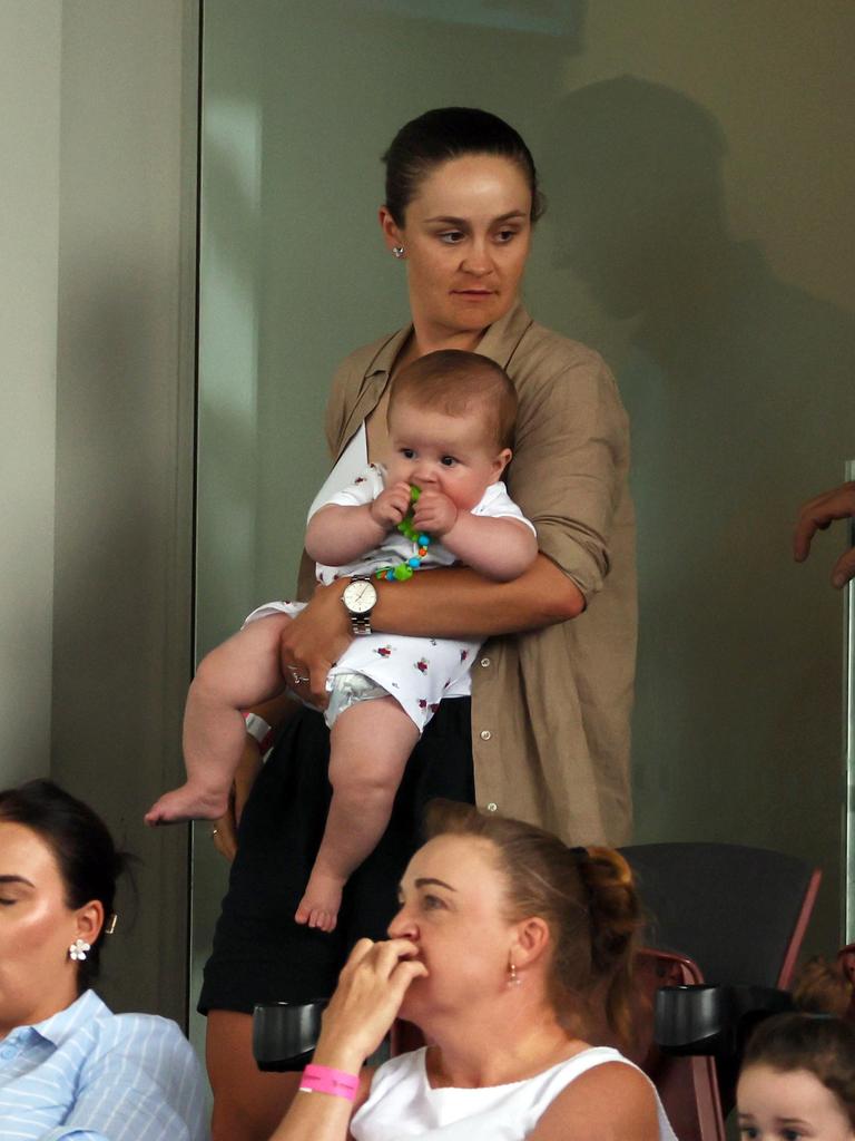 Ash Barty looking after newborn boy Hayden.