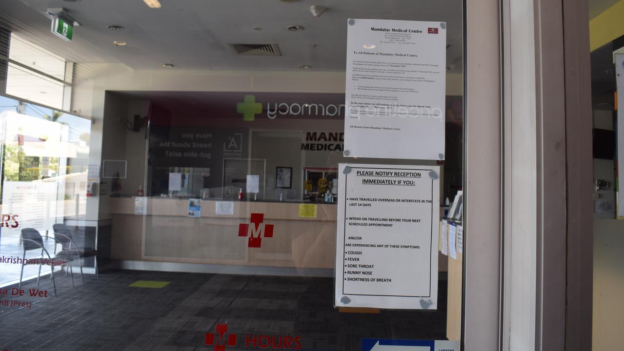 The closure on the door of Mandalay Medical Centre.