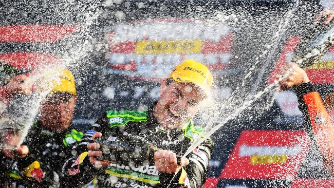 Craig Lowndes celebrates the win. Picture: Getty