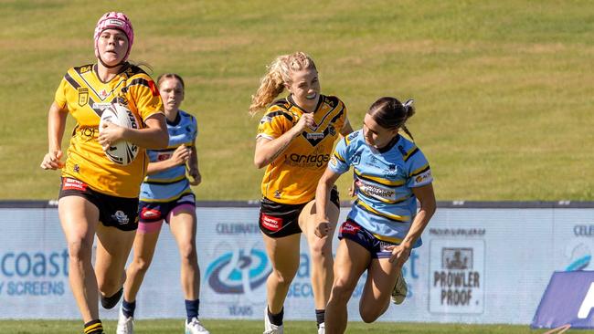 Sunshine Coast Falcons under-19s gun Takoda Thompson in action. Picture: Nicola Anne Photography.