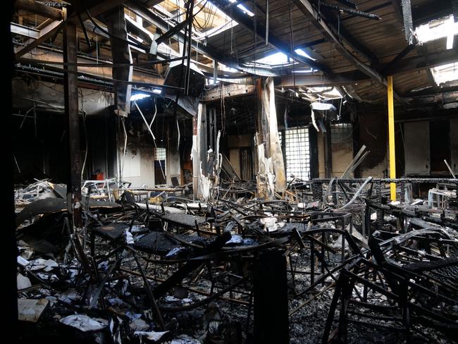 The inside of the firebombed Adass Israel Synagogue in Ripponlea. Picture: Brendan Kearns