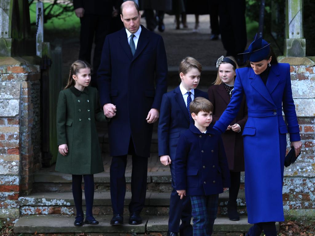 Kate and William with Princess Charlotte, Prince George, Prince Louis and Mia Tindall in December. Picture: Stephen Pond/Getty Images