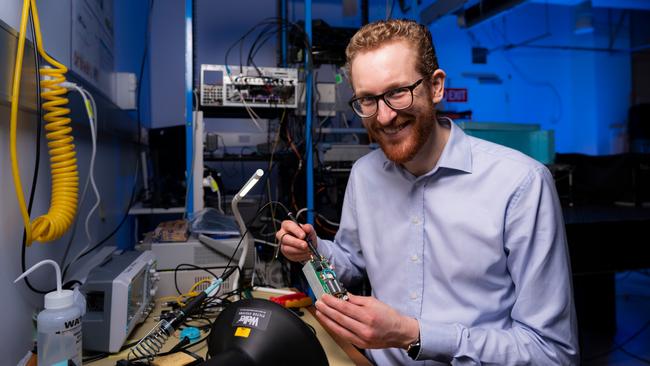 Dr Andrew Horsley at the Quantum Brilliance laboratory at the Australian National University. Picture: Jamie Kidston/ANU