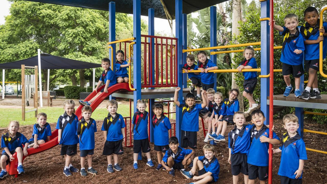 MY FIRST YEAR 2024: Concordia Lutheran College, Hume Street Campus Prep students (from left) Elise Wilcock, Edward Wheaton, Victoria Waryszak, Charlie Wilson, Memphis Stein, Charles Luck, Prinsa KC, Ava Dargan, Shraavya Lamichhane, Advik Bastula, Reagan Subedi, Lenny McManus, Audrey Hughes, Mitchell Ingliss (front), Jasper Ward, Darcy Jenner, Evie Wright, James Anderson, Grace Ackroyd, Evaan Pun Magar, Charlie McDonald (front), Harrison Maroske and Joel Joseph, Thursday, February 8, 2024. Picture: Kevin Farmer