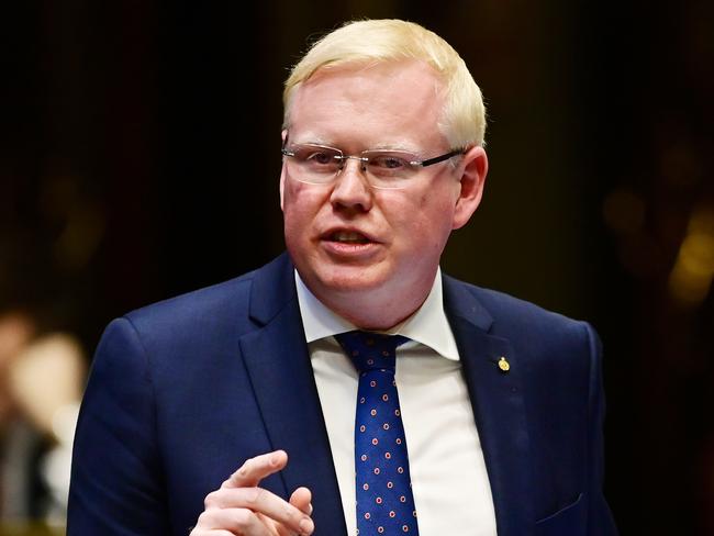 NSW Minister for Families, Communities and Disability Services Gareth Ward speaks during Question Time in the Legislative Assembly at New South Wales Parliament House in Sydney, Tuesday, June 16, 2020. (AAP Image/Joel Carrett) NO ARCHIVING