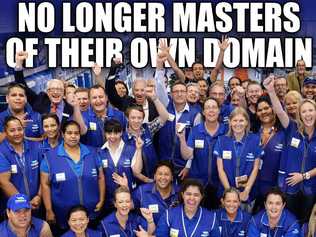 HAPPIER TIMES: It wasn’t that long ago that Masters staff celebrated the opeing of the new Bundamba store. More than 100 are now worried about their future.