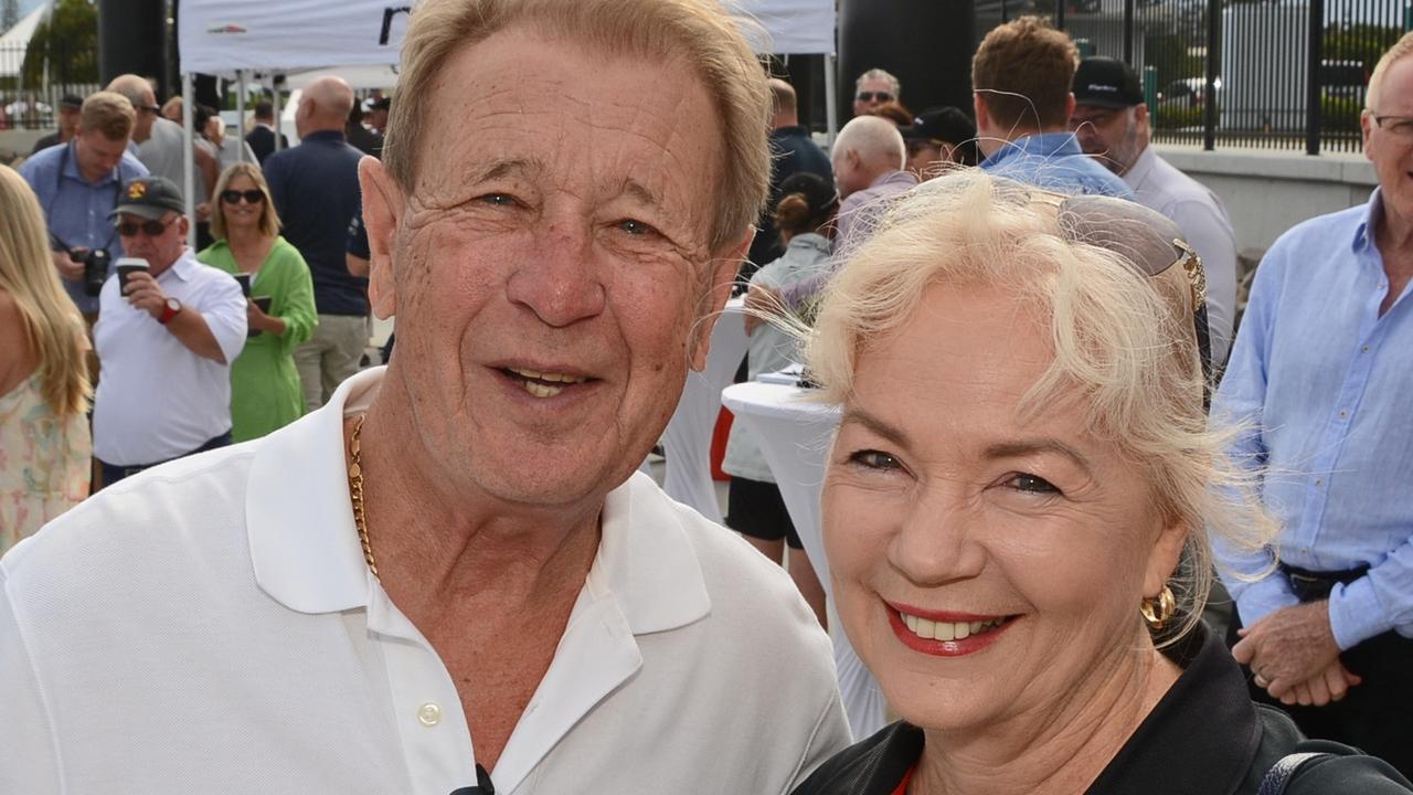 Jim Nelson and Kim Britton at Maritimo 11 farewell party at Southport Yacht Club, Main Beach. Pic: Regina King