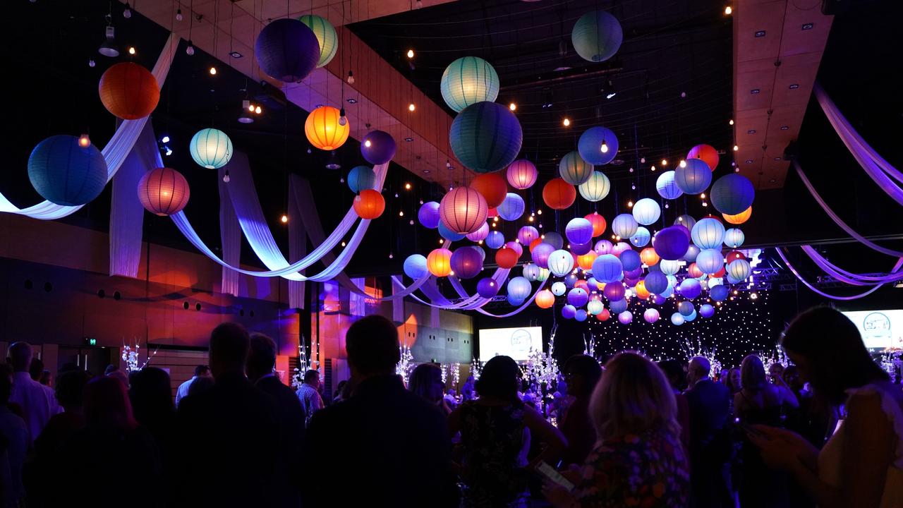 The room was whimsically decorated at the Whitsunday Voices Youth Literature Festival Workpac Literary Dinner at the Mackay Entertainment and Convention Centre. Picture: Heidi Petith
