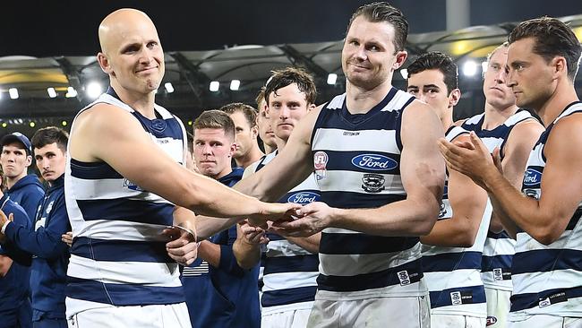 Patrick Dangerfield hailed his retiring teammate Gary Ablett as a champion of the game. Picture: Getty Images