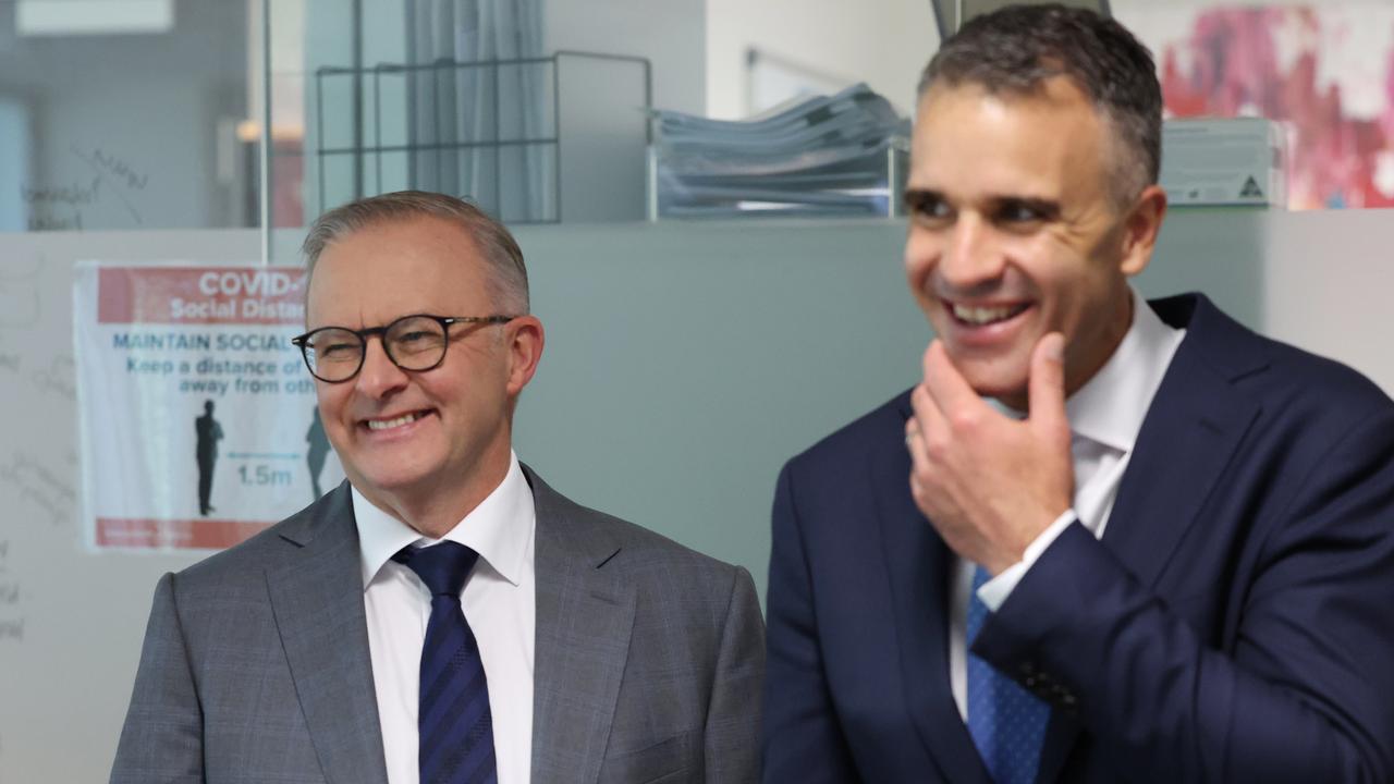 Prime Minister Anthony Albanese and Premier Peter Malinauskas, during a visit to Flinders Medical Centre. Picture: David Mariuz