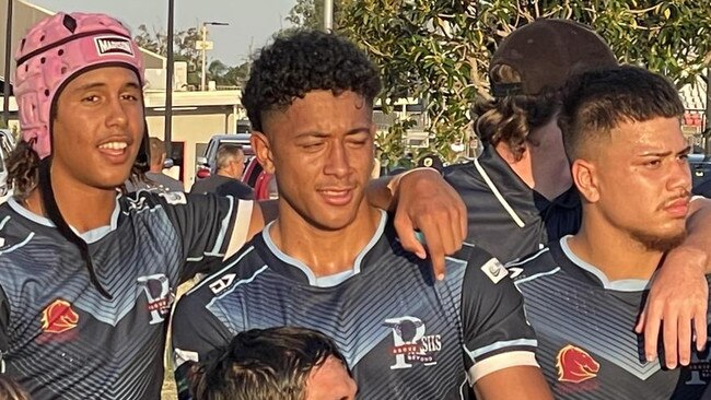 Redcliffe SHS players Bailin Haji, Jacob Taulani, Jayden Alefaio.