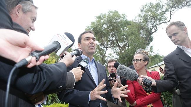 Steven Marshall speaks to media after Labor announced it would form a minority government. Picture: Calum Robertson