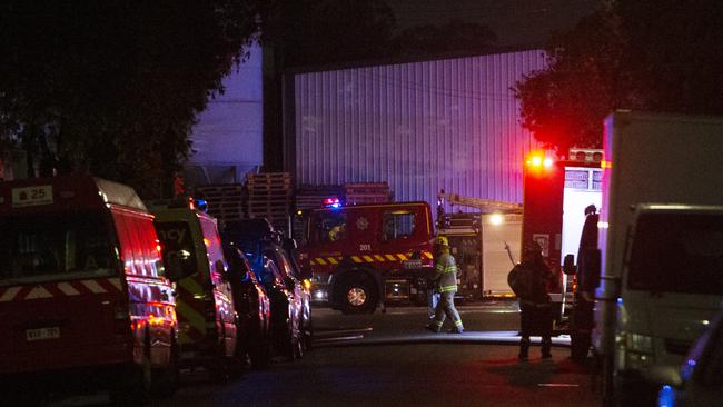 The blaze at a plastics factory on Blackburn Street, Kilburn, caused about $1 million damage. Picture: Emma Brasier.