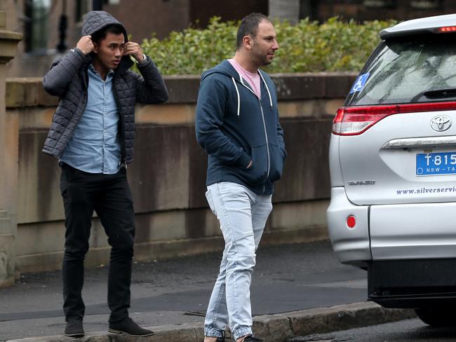 Bulldogs players arrive at the Harbour View Hotel in The Rocks for Mad Monday. Picture: Toby Zerna