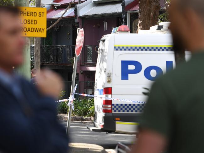 6/7/19 Police investigate the scene of a stabbing in Chippendale, Sydney.  Tracey Nearmy/Sunday Telegraph