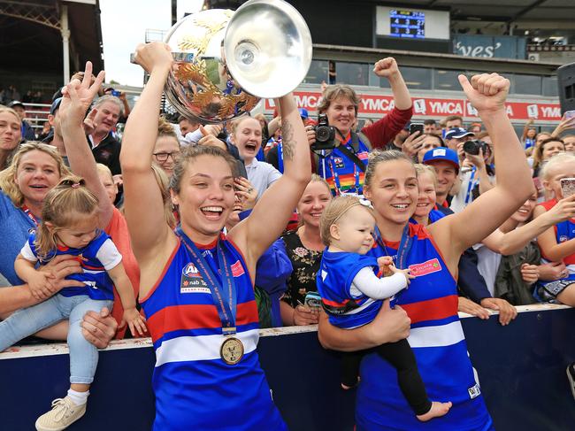 2018 NAB AFL WomenÕs Grand Final between the Western Bulldogs and the Brisbane Lions at Ikon Park, Melbourne. Western Bulldog Ellie Blackburn celebrates the win. Picture: Mark Stewart