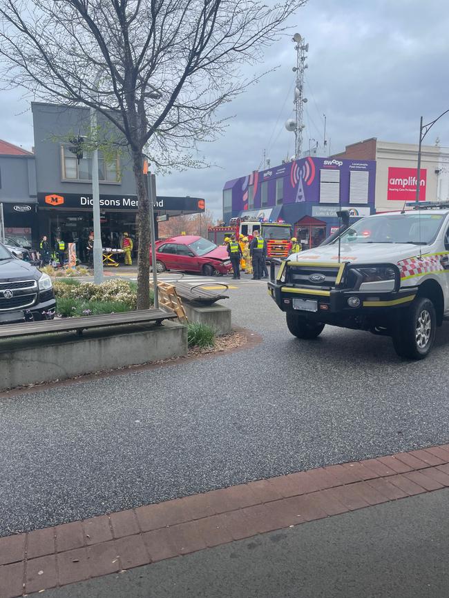 Emergency services at the scene of the crash. Picture: Jack Colantuono