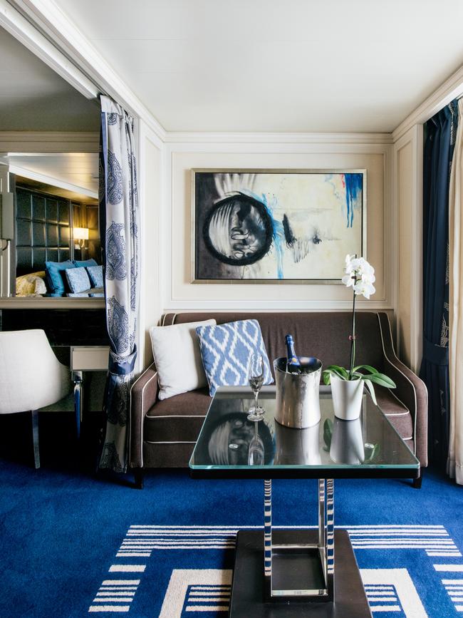 The ship’s spacious suites feature seating areas, walk-in closets and generous balconies. Picture: Elise Hassey.