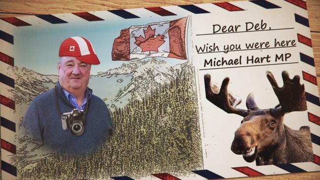 Labor is tweeting about Burleigh MP Michael Hart missing parliament and taking an overseas trip to Canada.