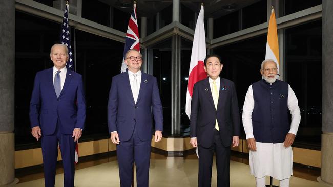 The Quad leader met late on Saturday night in Hiroshima. Picture: JIJI PRESS / AFP) / Japan Out