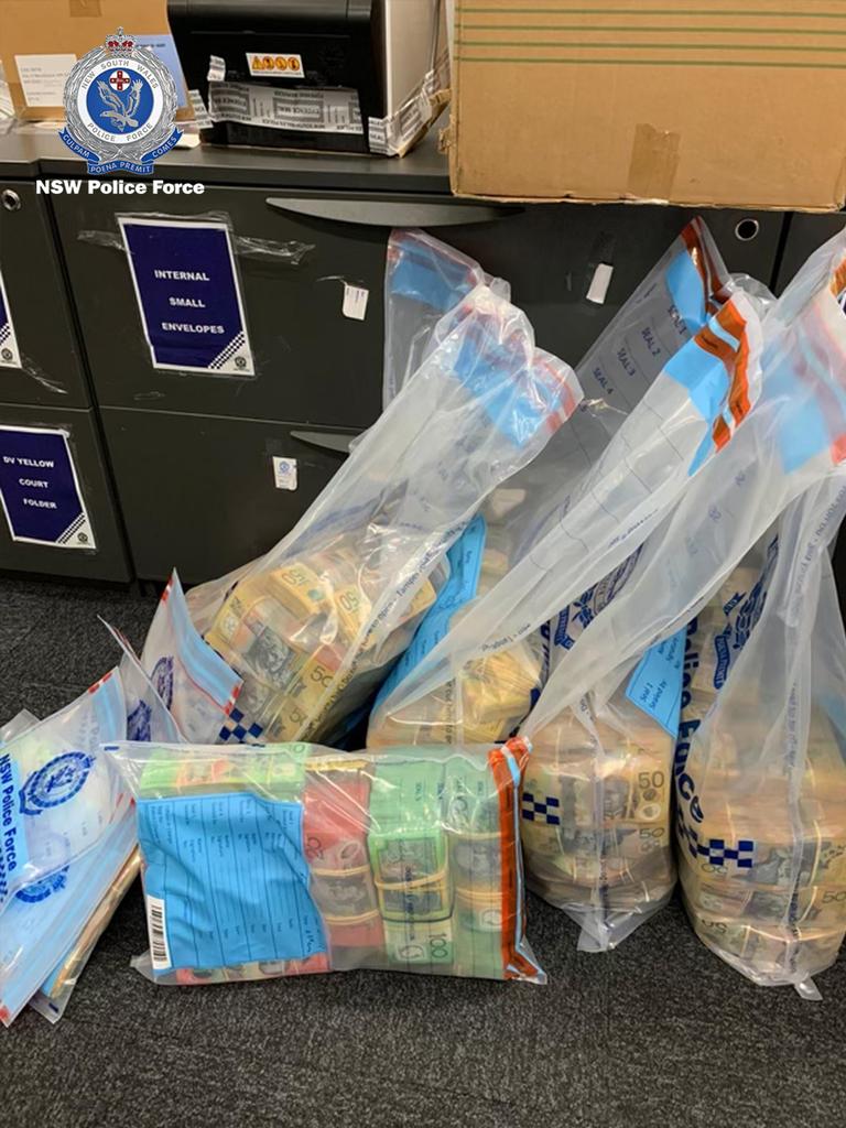 Organised Crime Squad detectives have charged four people and seized more than $8 million in cash. Picture: NSW Police