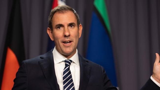 Treasurer Jim Chalmers during a press conference in Parliament House in Canberra.