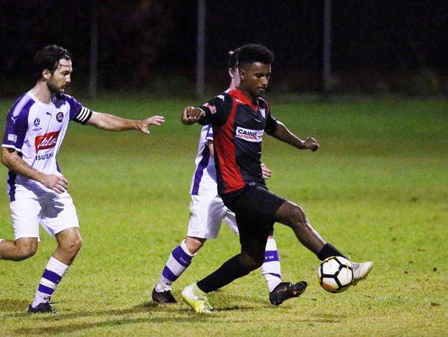 Leichhardt's Kaleab Agegnehu fights to keep the ball. Picture: Brendan Radke