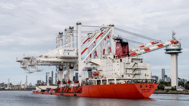 DP World Australia’s Melbourne terminal. Picture: Jake Nowakowski