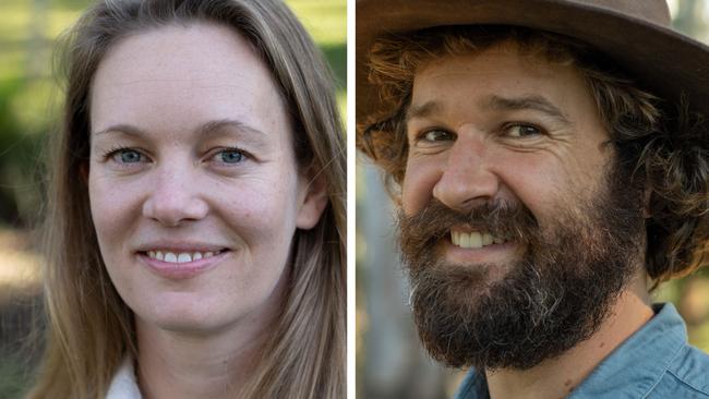 Young farmers Venetia Scott and Evan Anderson, who are both Byron Shire Council candidates on the Mark Swivel Team ticket.