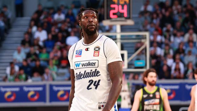 MELBOURNE, AUSTRALIA - DECEMBER 21: Montrezl Harrell of the 36ers looks on during the round 13 NBL match between South East Melbourne Phoenix and Adelaide 36ers at John Cain Arena, on December 21, 2024, in Melbourne, Australia. (Photo by Kelly Defina/Getty Images)