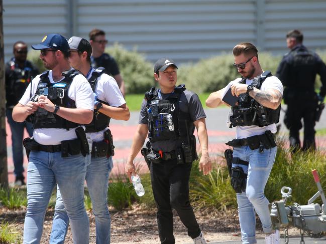 MELBOURNE, AUSTRALIA - JANUARY 12 2024Police and sniffer dogs at Juicy Fest at the Melbourne ShowgroundsPicture: Brendan Beckett