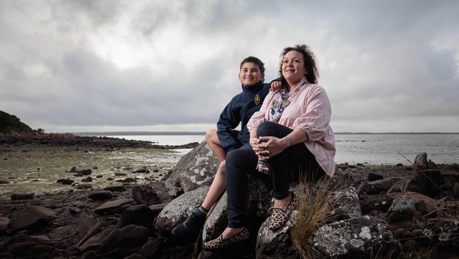 Circular Head Aboriginal Corporation chairwoman Selina Maguire-Colgrave and her son Jedda at Montague in northwestern Tasmania. Picture: Peter Mathew