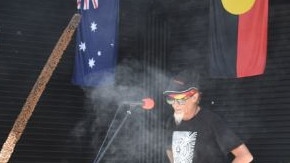 Uncle Andrew Johnstone gives the Welcome to Country at the 2021 Australia Day ceremony in Kyogle.