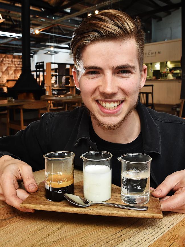 The deconstructed long macchiato at a Melbourne cafe is part of a long list of hipster coffee inventions. Picture: Ellen Smith.