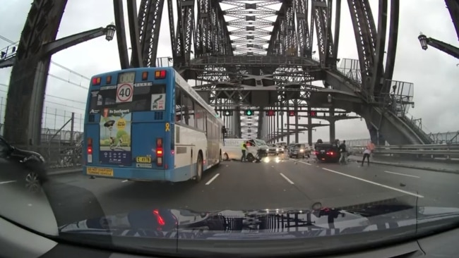 Dashcam footage captured the moment the horrific crash unfolded on the Sydney Harbour Bridge. Picture: Facebook