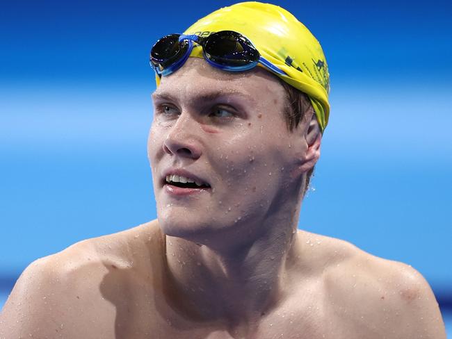 NANTERRE, FRANCE - SEPTEMBER 05: Timothy Hodge of Team Australia looks on following the Men's 200m Individual Medley - SM9 Heats on day eight of the Paris 2024 Summer Paralympic Games at Paris La Defense Arena on September 05, 2024 in Nanterre, France. (Photo by Fiona Goodall/Getty Images for PNZ)