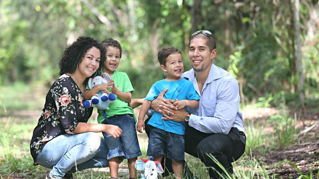 Debbie and Franz Cruz have two beautiful boys, Jamie, 4, and Daniel, 2, but they  lost twin boys, Michael and Jayden, who died at 20 weeks gestation five years ago. Picture: Annette Dew